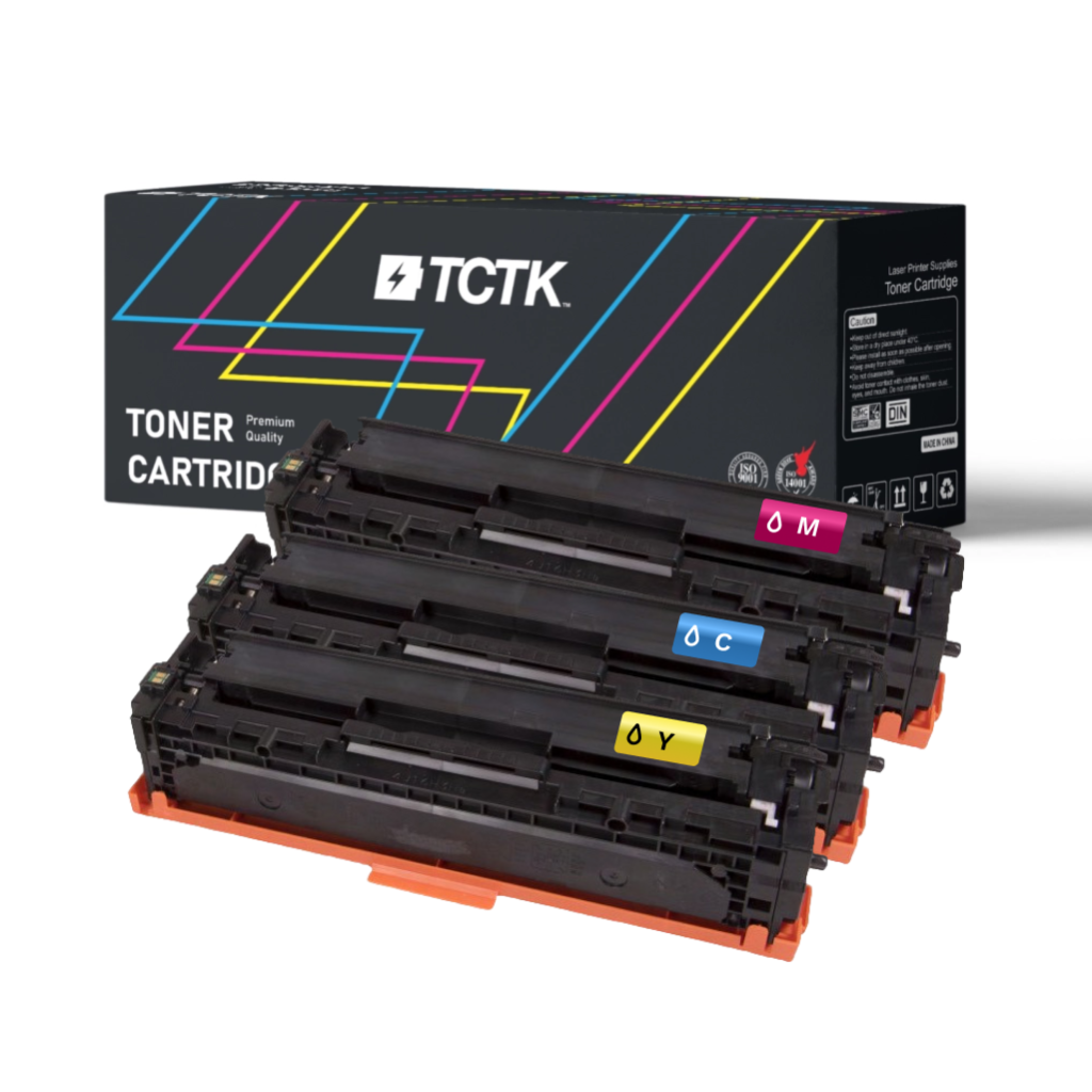 Multipack (3) Toners CMY (no Black) Compatible with Canon i, LBP HP LaserJet Pro - Replaces 131A (CF211A) / CRG-731 (6271B002)